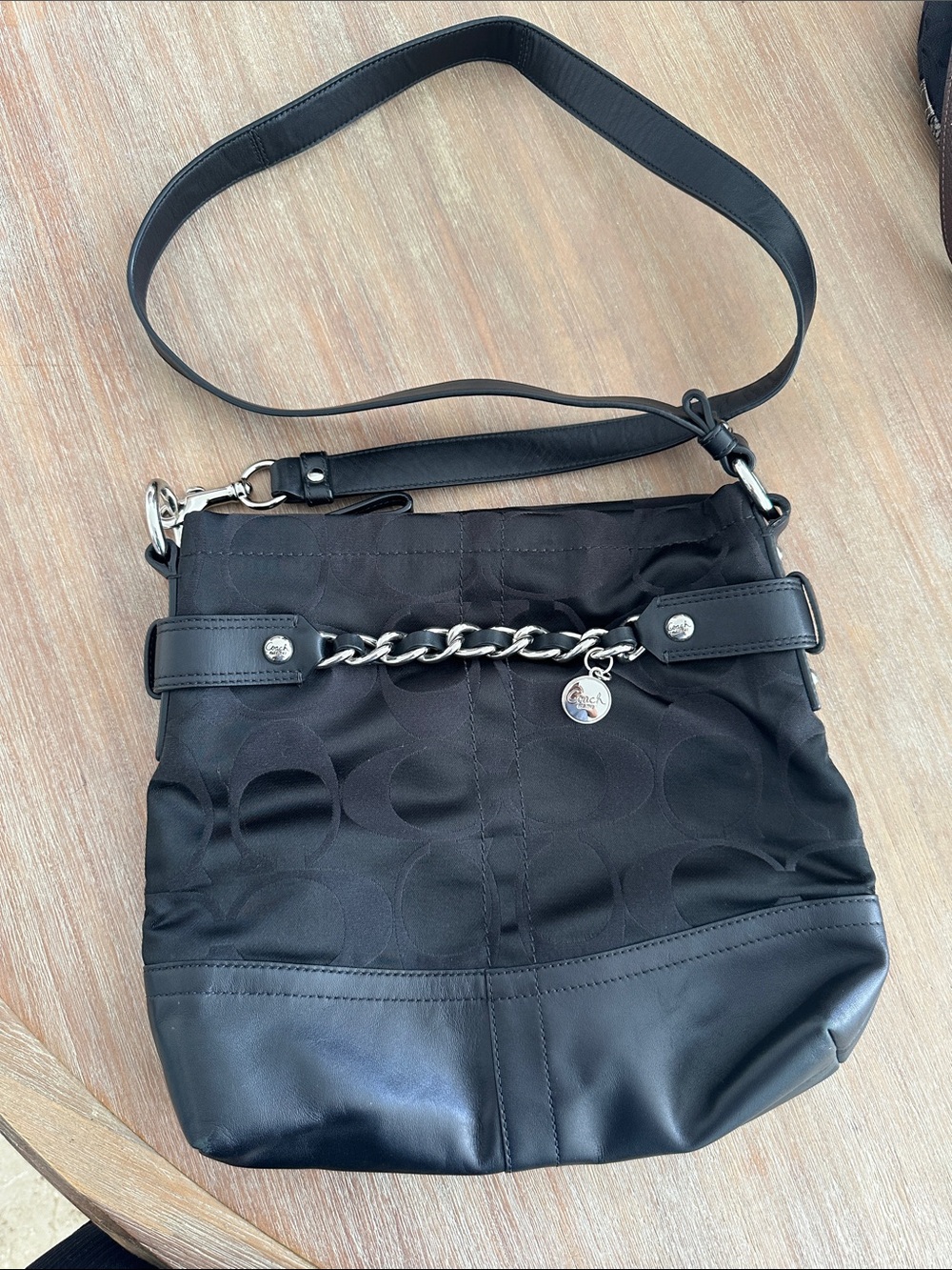 Coach Black Signature Chain Shoulder Bag